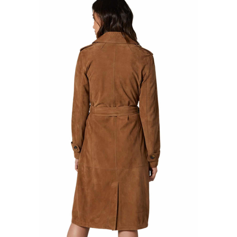 Women’s Real Suede Leather Trench Coat