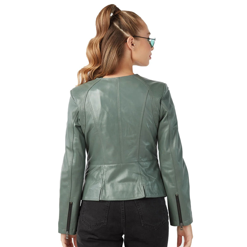 Women’s Real Sage Green Leather Jacket