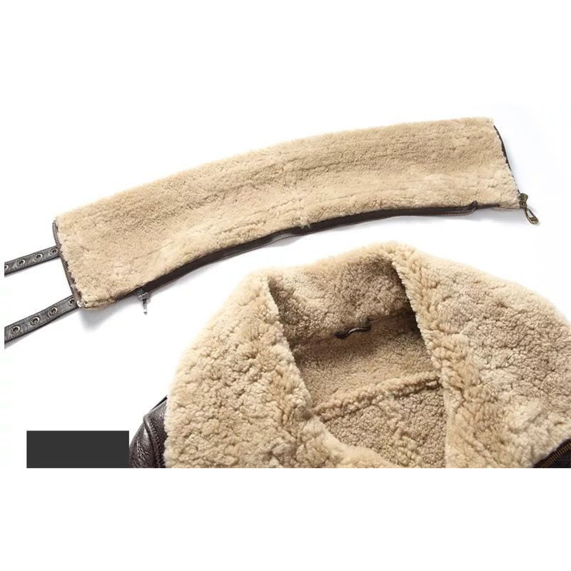 Men’s Shearling Aviator Fur Long Coat