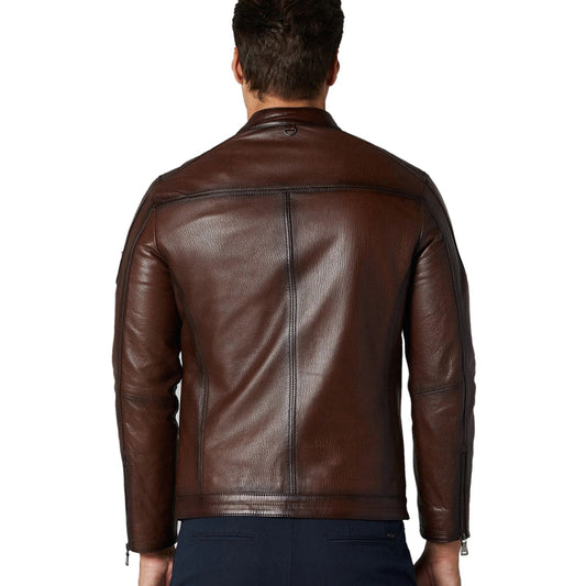 Men’s Real Brown Leather Sport Style Jacket