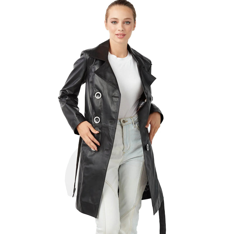 Women’s Real Black Leather Coat