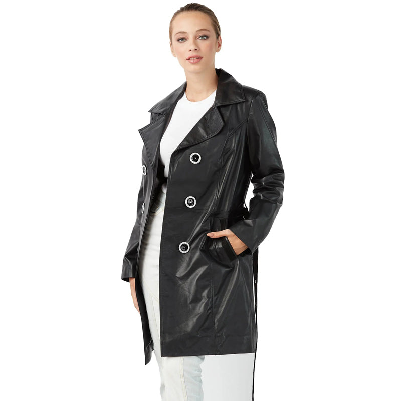 Women’s Real Black Leather Coat