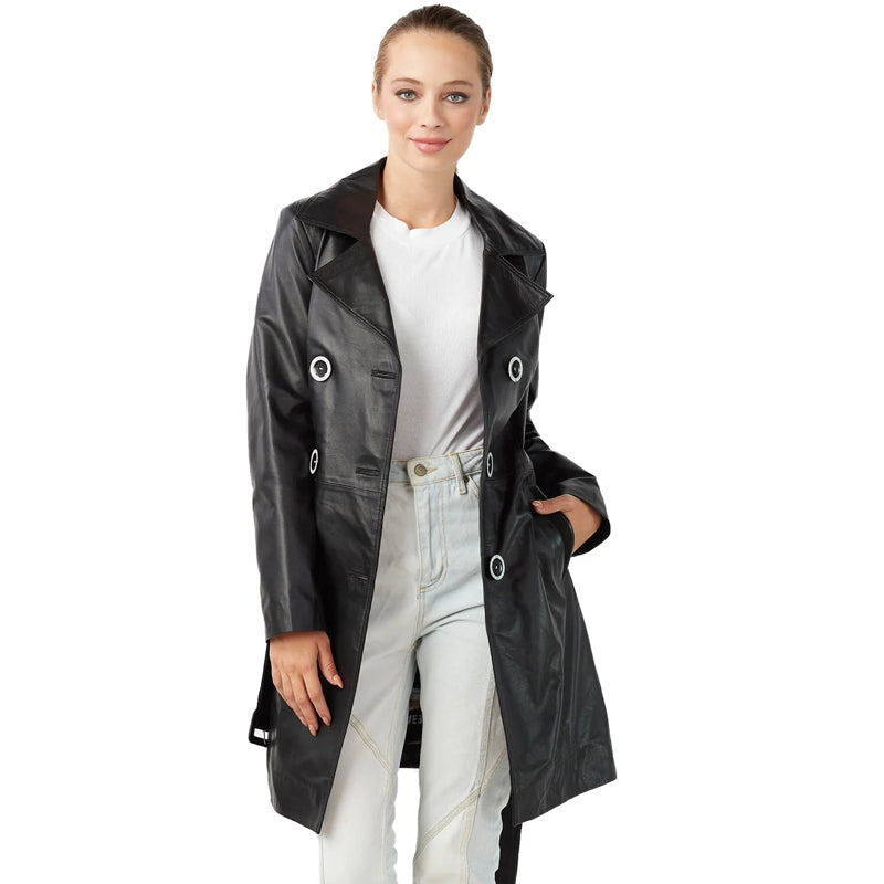 Women’s Real Black Leather Coat