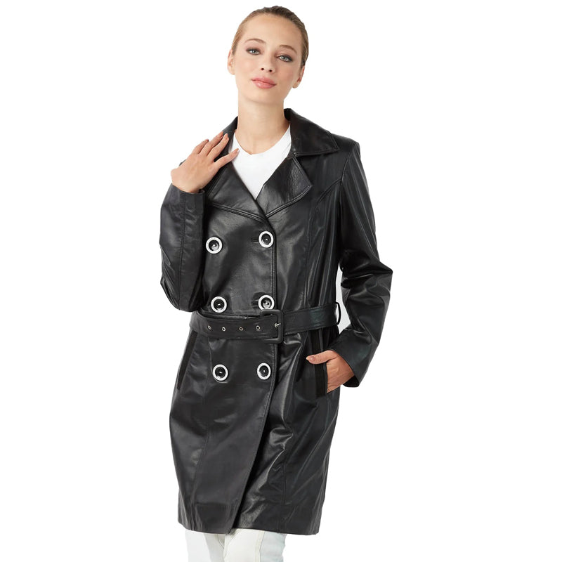 Women’s Real Black Leather Coat