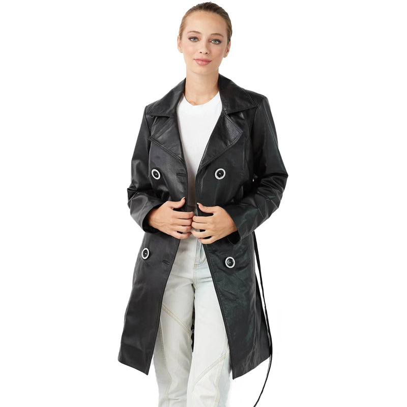 Women’s Real Black Leather Coat