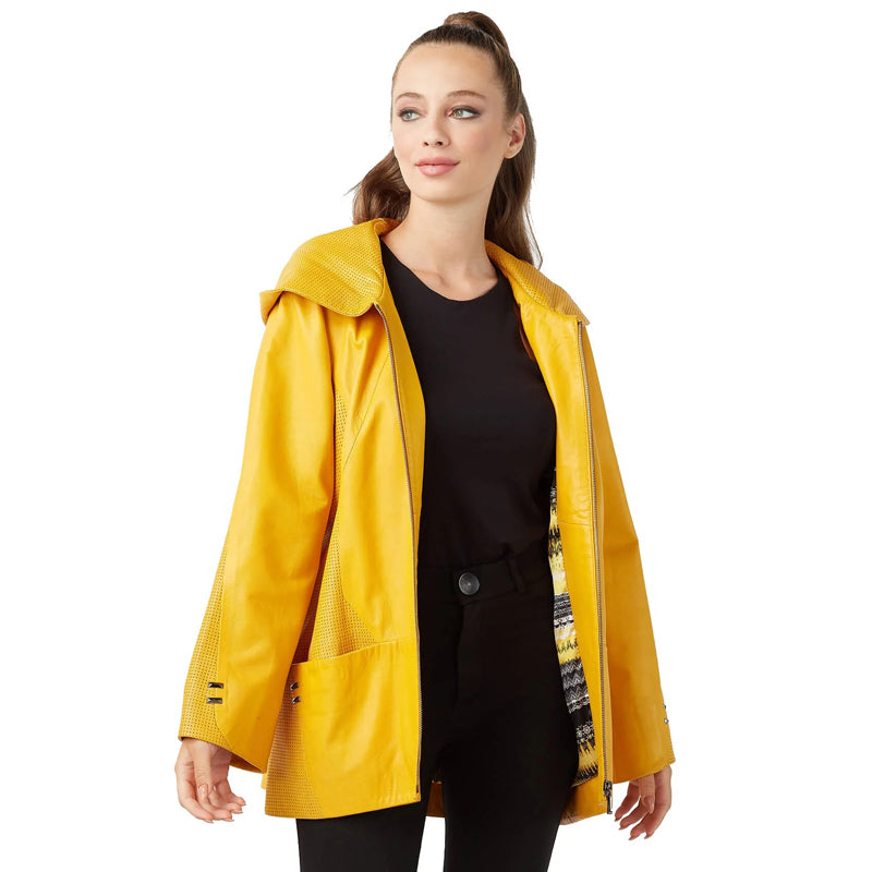 Women’s Real Mustard Yellow Leather Coat