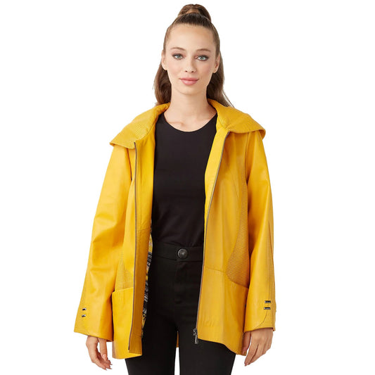 Women’s Real Mustard Yellow Leather Coat