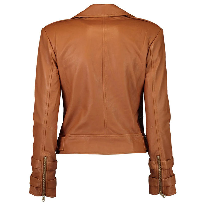 Womens Billie Belted Leather Jacket