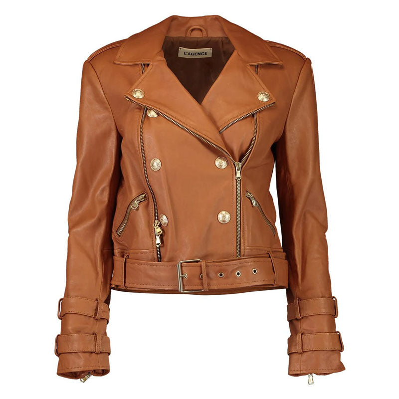 Womens Billie Belted Leather Jacket