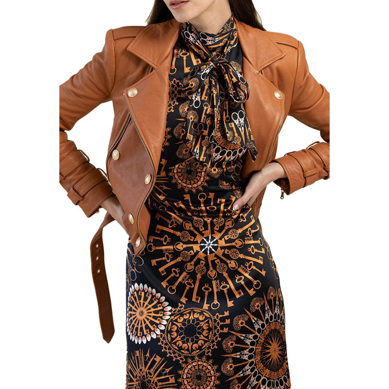 Womens Billie Belted Leather Jacket