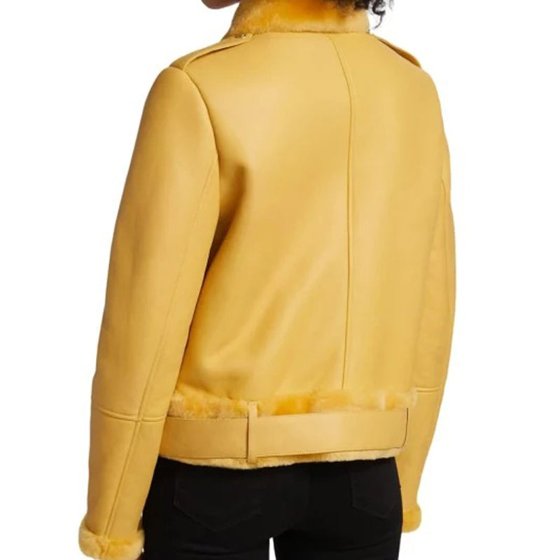 Women’s Orange Shearling Leather Jacket