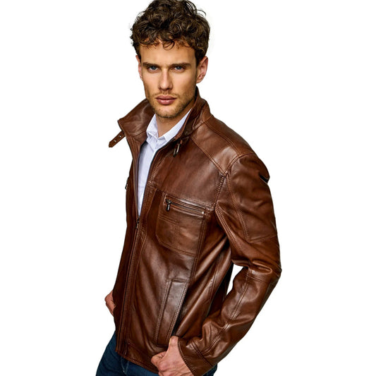 Men’s Real Brown Leather Classic Jacket