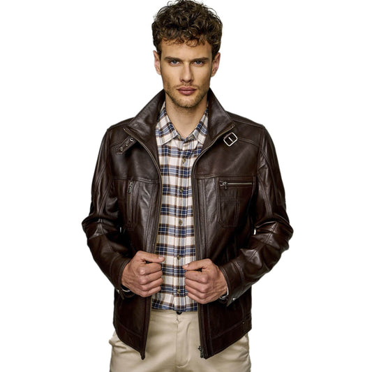 Men’s Real Dark Brown Leather Antique Jacket