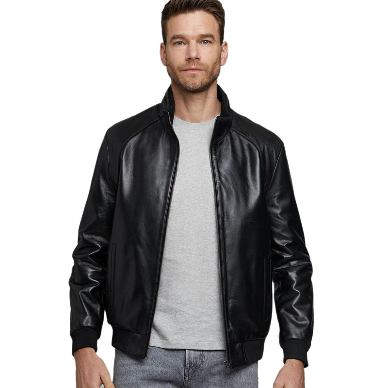 Men’s Real Black Leather Shinny Jacket