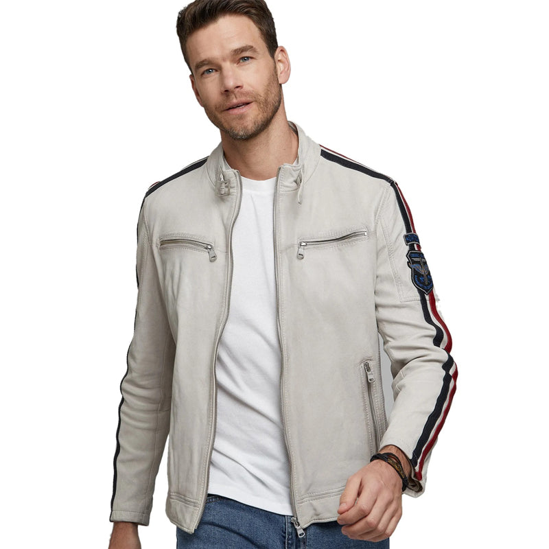 Men’s Real White Leather Jacket