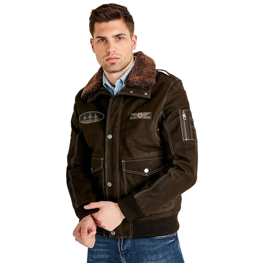 Men’s Real Brown Leather Air Force Jacket