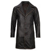 Men's Real Leather Rub Off Dark Brown Car Coat