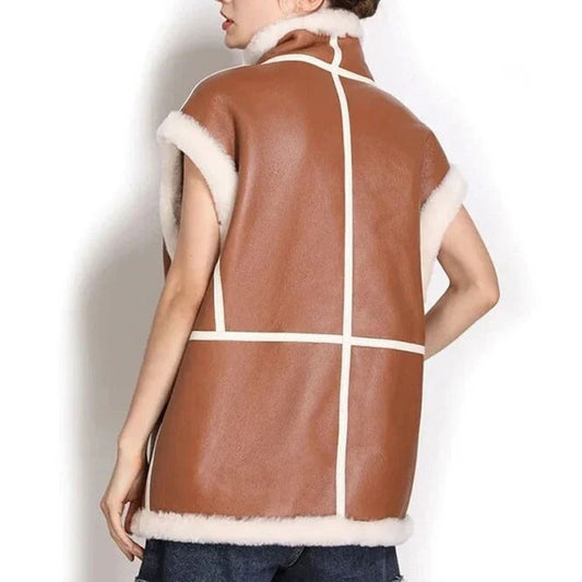 Womens-Long-Shearling-Leather-Vest