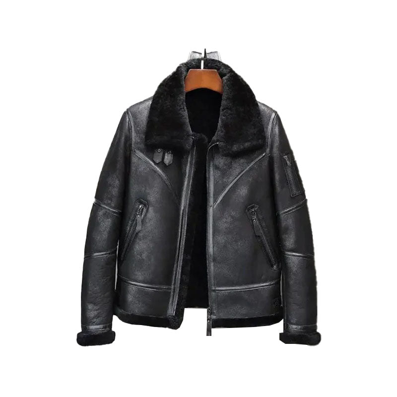 Aviator Winter Coat Fur Bomber Leather Jacket