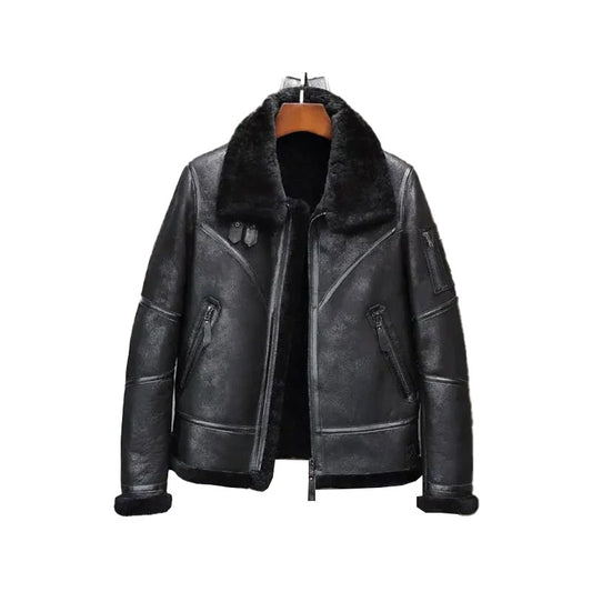 Aviator Winter Coat Fur Bomber Leather Jacket