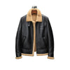 Mens Motorcycle Shearling Fur Leather Jacket Coat