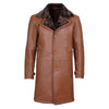 Men's Dark Brown Cognac Leather Shearling Coat