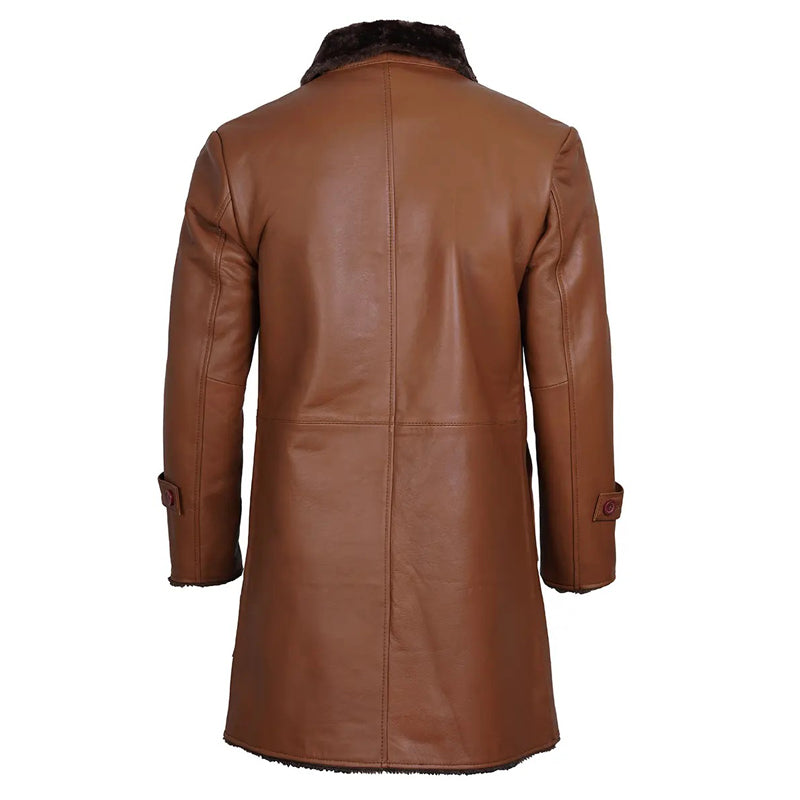 Men’s Brown Real Leather Shearling Coat