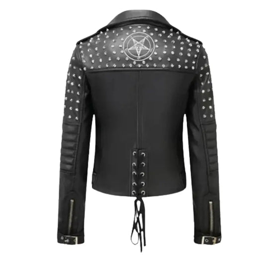 Women’s Black Leather Studded Jacket