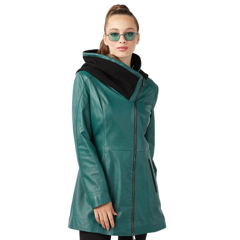 Women’s Real Turquoise Leather Coat