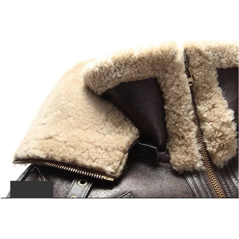 Men’s Shearling Aviator Fur Long Coat