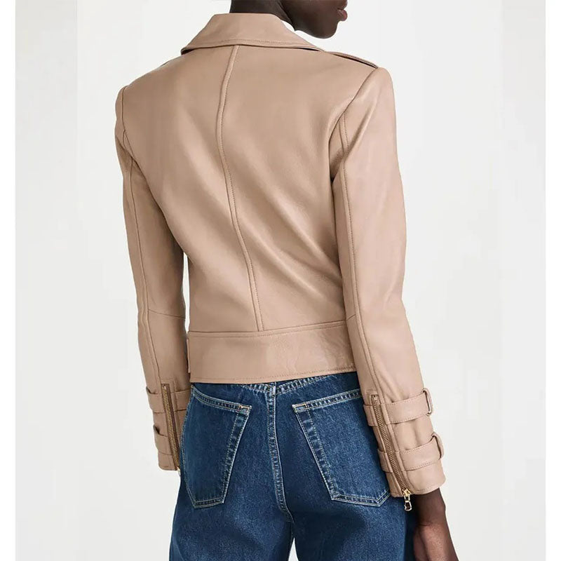 Womens Billie Belted Leather Jacket