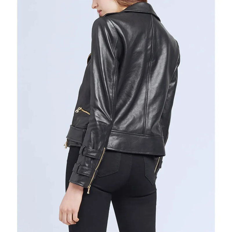 Womens Billie Belted Leather Jacket