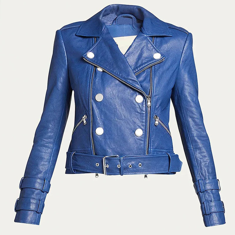 Womens Billie Belted Leather Jacket
