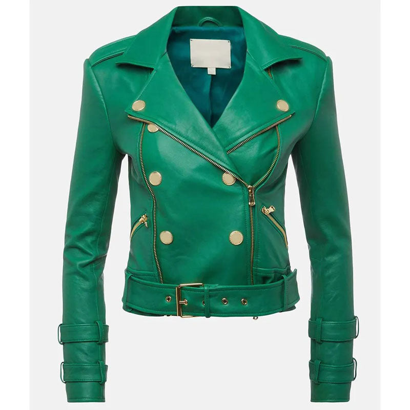 Womens Billie Belted Leather Jacket