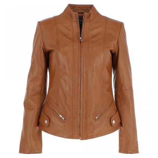 Women's Leather Jacket Tan