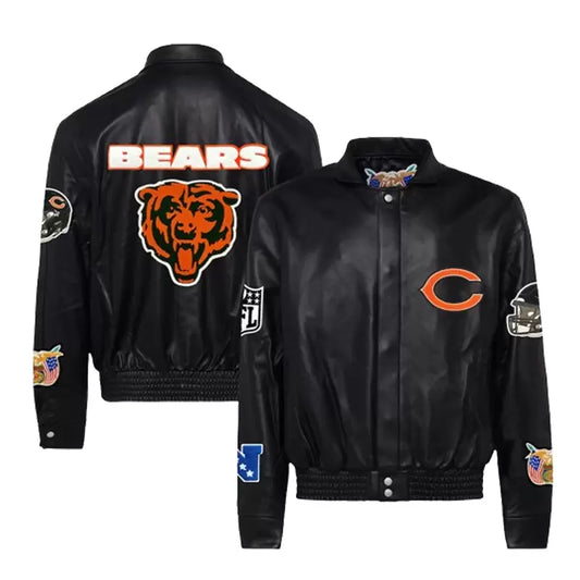 Men's Jeff Hamilton Black Chicago Bears Leather Full-Snap Jacket