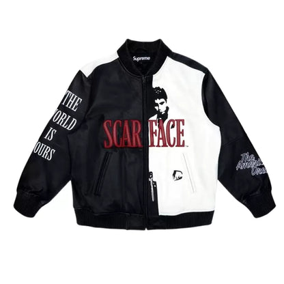 Supreme Scarface Embroidered Leather Jacket