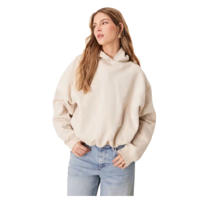 ASOS DESIGN Hoodie With Bubble Hem Detail in Stone