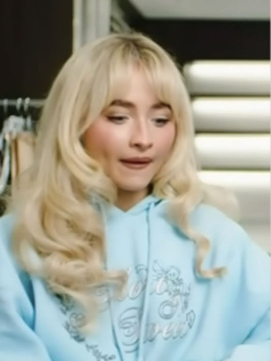 Access-Hollywood-Sabrina-Carpenter-Blue-Hoodie
