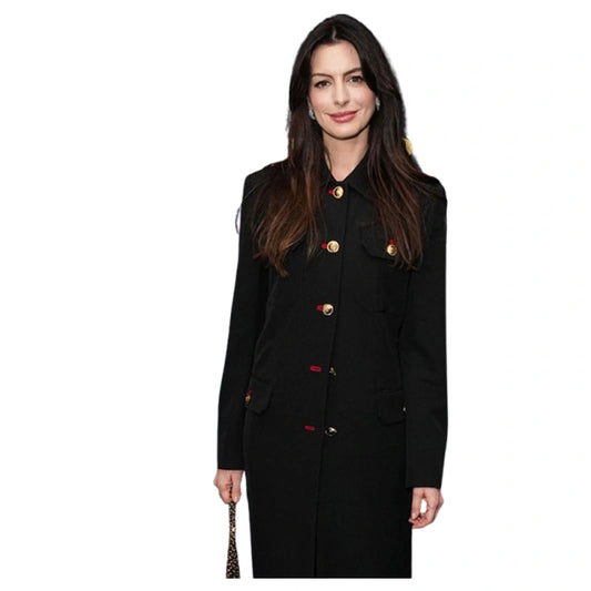 Anne Hathaway The Apprentice Premiere Black Coat