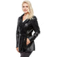 Women’s Real Black Leather Hooded Belted Coat