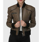 Betty Womens Brown Bomber Leather Jacket