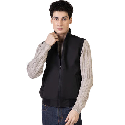 Black Sleeveless Zipper Jacket