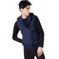 Blue Sleeveless Zipper Jacket With Hoodie