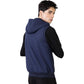 Blue Sleeveless Zipper Jacket With Hoodie