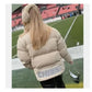 Brittany Mahomes Chiefs Beige Puffer Jacket