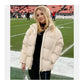 Brittany Mahomes Chiefs Beige Puffer Jacket