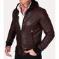 Men’s Bomber Hooded Leather Jacket