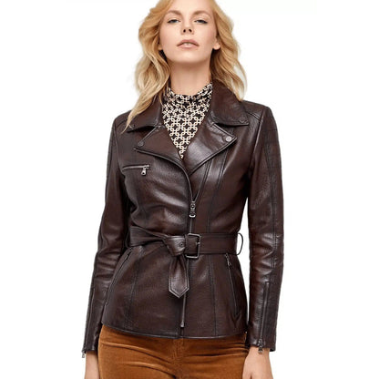 Women’s Real Brown Leather Gale Coat