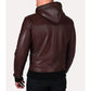 Men’s Bomber Hooded Leather Jacket